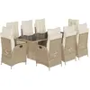 vidaXL Ensemble à manger de jardin et coussins 9 pcs beige Poly rotin