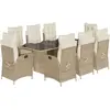 vidaXL Ensemble à manger de jardin et coussins 9 pcs beige Poly rotin