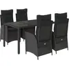 vidaXL Ensemble à manger de jardin coussins 5pcs Noir Résine tressée