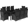 vidaXL Ensemble à manger de jardin 9pcs coussins noir résine tressée