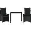 vidaXL Ensemble à manger de jardin avec coussins 3 pcs Noir