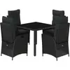 vidaXL Ensemble à manger de jardin coussins 5pcs Noir Résine tressée