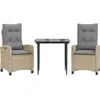 vidaXL Ensemble à manger de jardin et coussins 3 pcs mélange beige