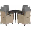vidaXL Ensemble à manger de jardin coussins 5 pcs mélange beige rotin