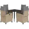 vidaXL Ensemble à manger de jardin coussins 5 pcs mélange beige rotin