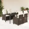 vidaXL Ensemble à manger de jardin 5 pcs et coussins marron poly rotin
