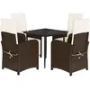 vidaXL Ensemble à manger de jardin 5 pcs et coussins marron poly rotin