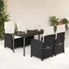 vidaXL Ensemble à manger de jardin coussins 5pcs Noir Résine tressée