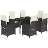 vidaXL Ensemble à manger de jardin coussins 7pcs Noir Résine tressée