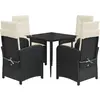 vidaXL Ensemble à manger de jardin coussins 5pcs Noir Résine tressée