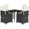vidaXL Ensemble à manger de jardin coussins 5pcs Noir Résine tressée