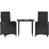 vidaXL Ensemble à manger de jardin avec coussins 3 pcs Noir