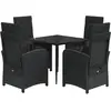 vidaXL Ensemble à manger de jardin coussins 5pcs Noir Résine tressée
