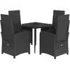 vidaXL Ensemble à manger de jardin coussins 5pcs Noir Résine tressée