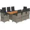 vidaXL Ensemble à manger de jardin 9 pcs coussins gris résine tressée