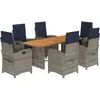 vidaXL Ensemble à manger de jardin et coussins 7 pcs beige poly rotin