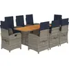 vidaXL Ensemble à manger de jardin et coussins 9 pcs beige Poly rotin