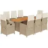 vidaXL Ensemble à manger de jardin et coussins 9 pcs mélange beige
