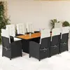 vidaXL Ensemble à manger de jardin 9pcs coussins noir résine tressée