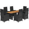 vidaXL Ensemble à manger de jardin coussins 7pcs Noir Résine tressée