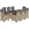 vidaXL Ensemble à manger de jardin et coussins 9 pcs mélange beige