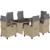 vidaXL Ensemble à manger de jardin coussins 7 pcs mélange beige rotin