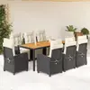 vidaXL Ensemble à manger de jardin 9pcs coussins noir résine tressée