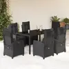 vidaXL Ensemble à manger de jardin coussins 7pcs Noir Résine tressée