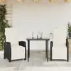 vidaXL Ensemble à manger de jardin avec coussins 3 pcs Noir