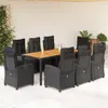 vidaXL Ensemble à manger de jardin 9pcs coussins noir résine tressée