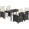 vidaXL Ensemble à manger de jardin coussins 5pcs Noir Résine tressée
