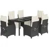 vidaXL Ensemble à manger de jardin coussins 7pcs Noir Résine tressée