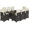 vidaXL Ensemble à manger de jardin 9pcs coussins noir résine tressée