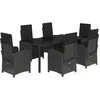 vidaXL Ensemble à manger de jardin coussins 7pcs Noir Résine tressée