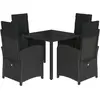 vidaXL Ensemble à manger de jardin coussins 5pcs Noir Résine tressée