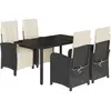 vidaXL Ensemble à manger de jardin coussins 5pcs Noir Résine tressée