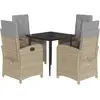 vidaXL Ensemble à manger de jardin coussins 5 pcs mélange beige rotin