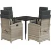 vidaXL Ensemble à manger de jardin et coussins 5 pcs gris clair rotin