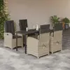 vidaXL Ensemble à manger de jardin et coussins 5 pcs gris clair rotin