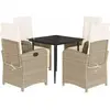 vidaXL Ensemble à manger de jardin avec coussins 5pcs Beige poly rotin