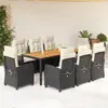 vidaXL Ensemble à manger de jardin 9pcs coussins noir résine tressée
