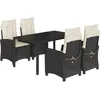 vidaXL Ensemble à manger de jardin coussins 5pcs Noir Résine tressée