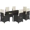 vidaXL Ensemble à manger de jardin coussins 7pcs Noir Résine tressée