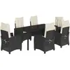 vidaXL Ensemble à manger de jardin coussins 7pcs Noir Résine tressée