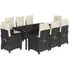 vidaXL Ensemble à manger de jardin 9pcs coussins noir résine tressée