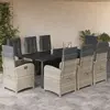 vidaXL Ensemble à manger de jardin et coussins 9 pcs gris clair rotin