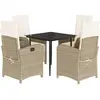 vidaXL Ensemble à manger de jardin avec coussins 5pcs Beige poly rotin