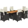 vidaXL Ensemble à manger de jardin coussins 7pcs Noir Résine tressée