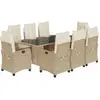 vidaXL Ensemble à manger de jardin et coussins 9 pcs beige Poly rotin
