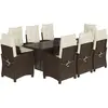 vidaXL Ensemble à manger de jardin et coussins 9 pcs marron poly rotin